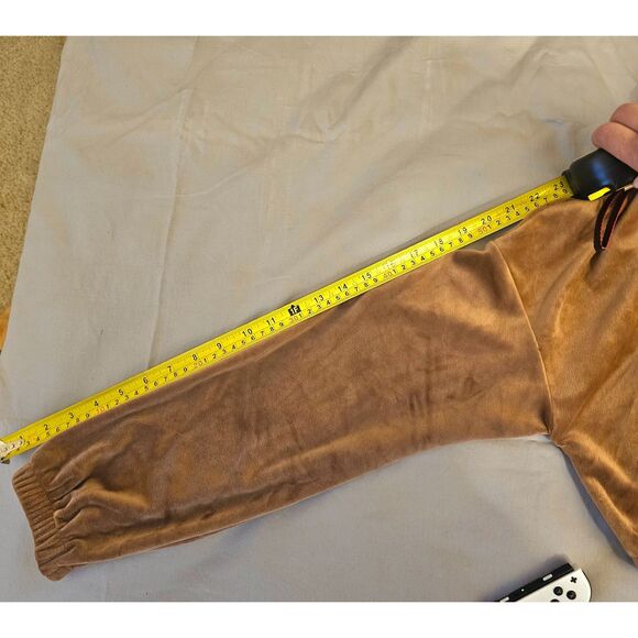 Y2K Brown Velour Soft Plush Camel Pullover Cropped Hoodie S/M By Piazza Italia - Picture 5 of 11